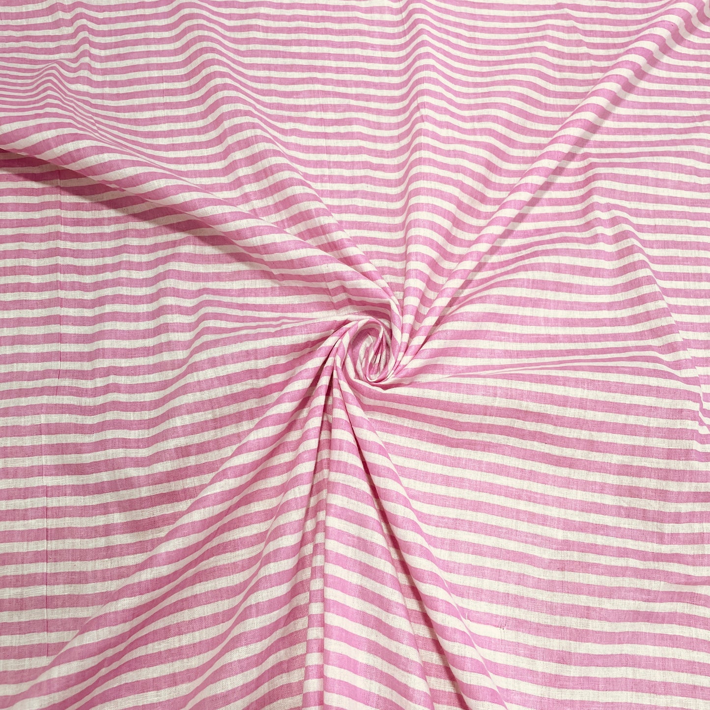 White Pink Stripes Print Rayon Fabric - TradeUNO