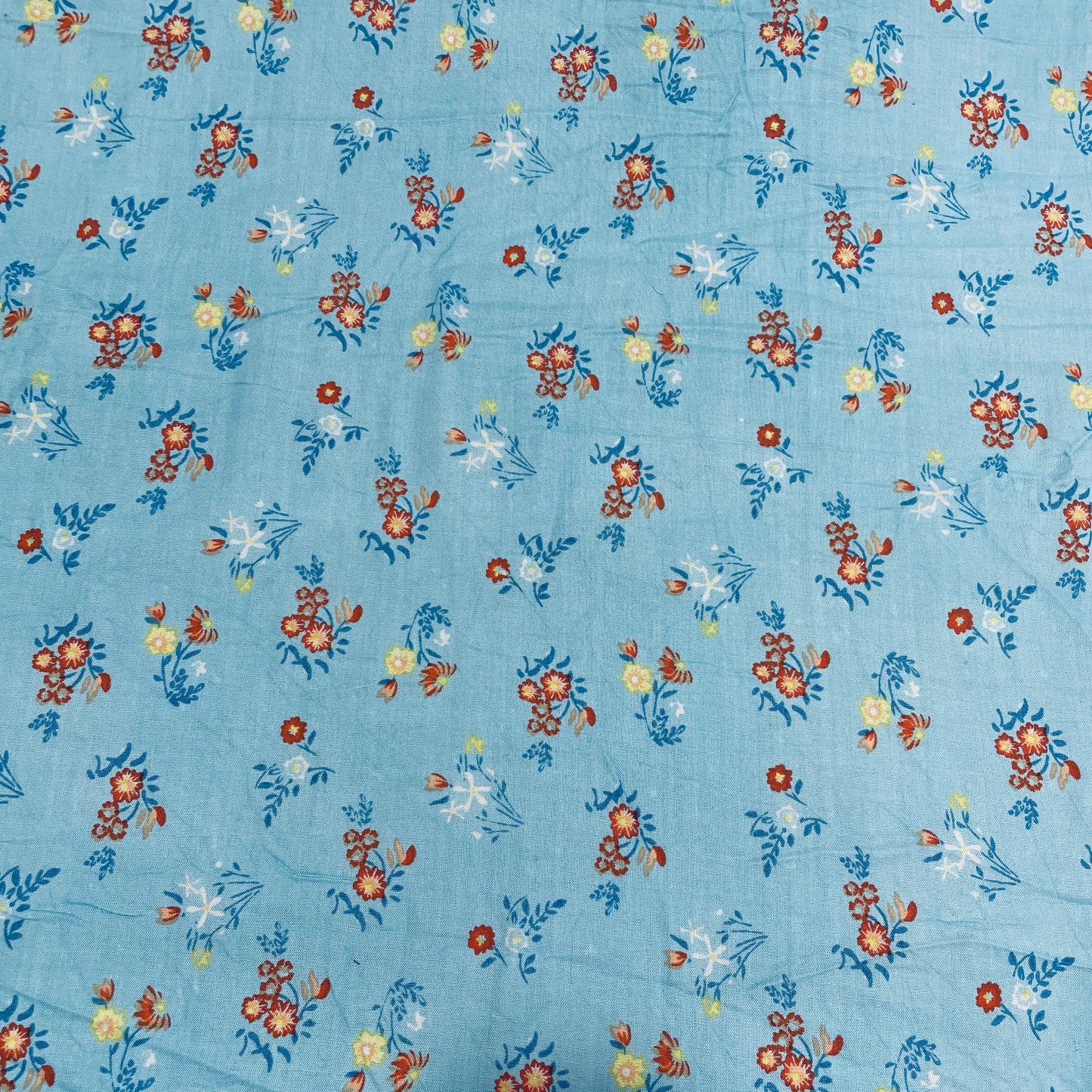 Blue Multicolor Floral Print Rayon Fabric 11650