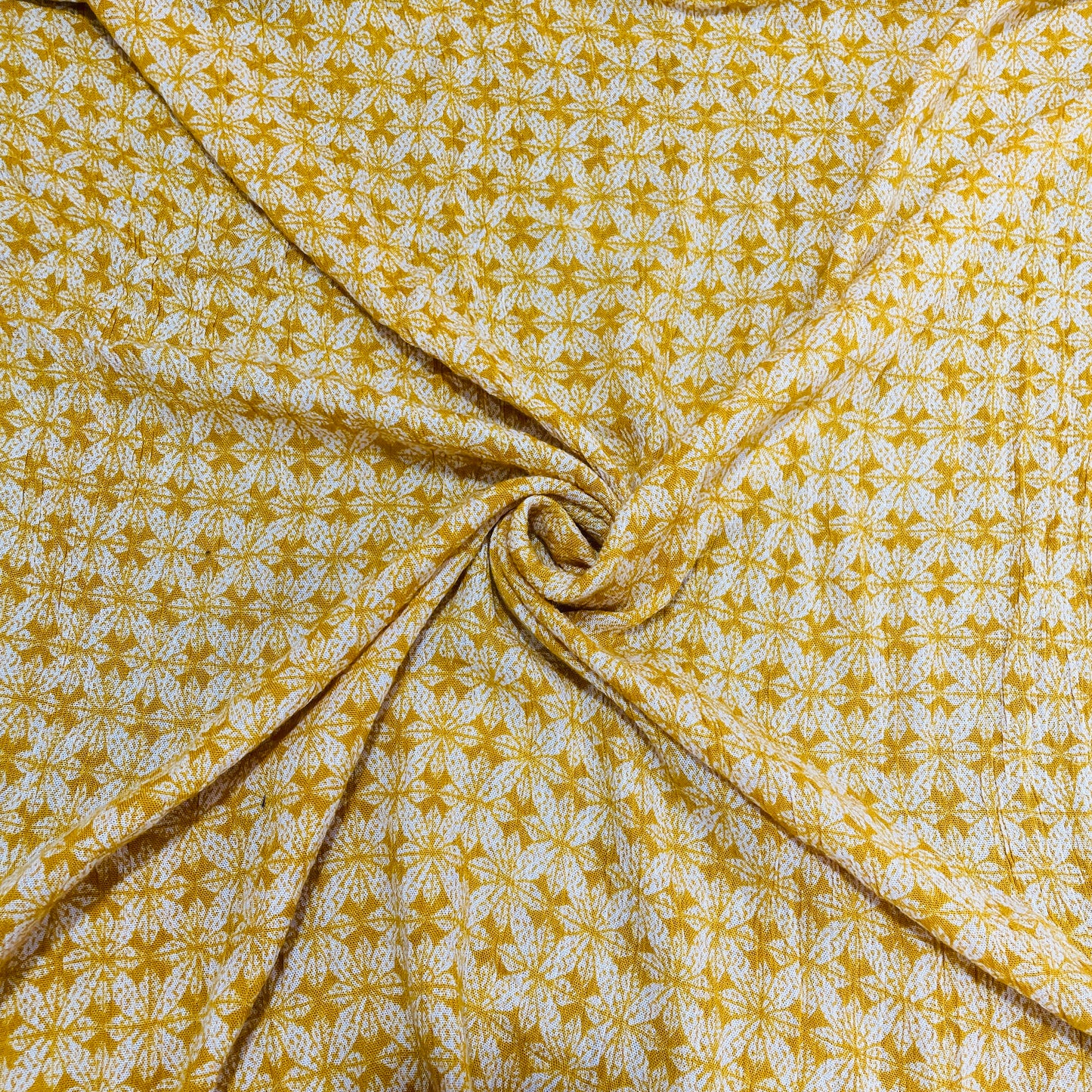Yellow Geometerical Print Rayon Fabric - TradeUNO