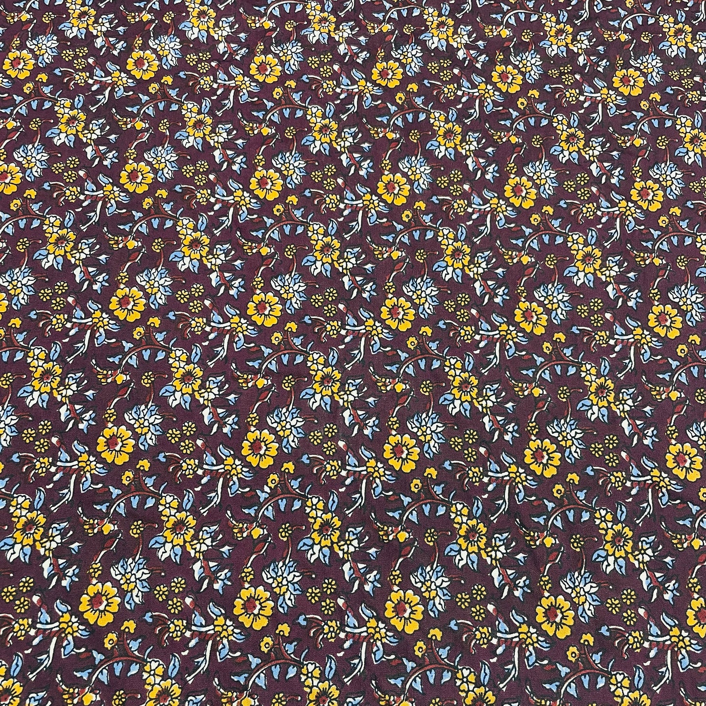 Purple Yellow Floral Print Rayon Fabric TU-11652 - TradeUNO