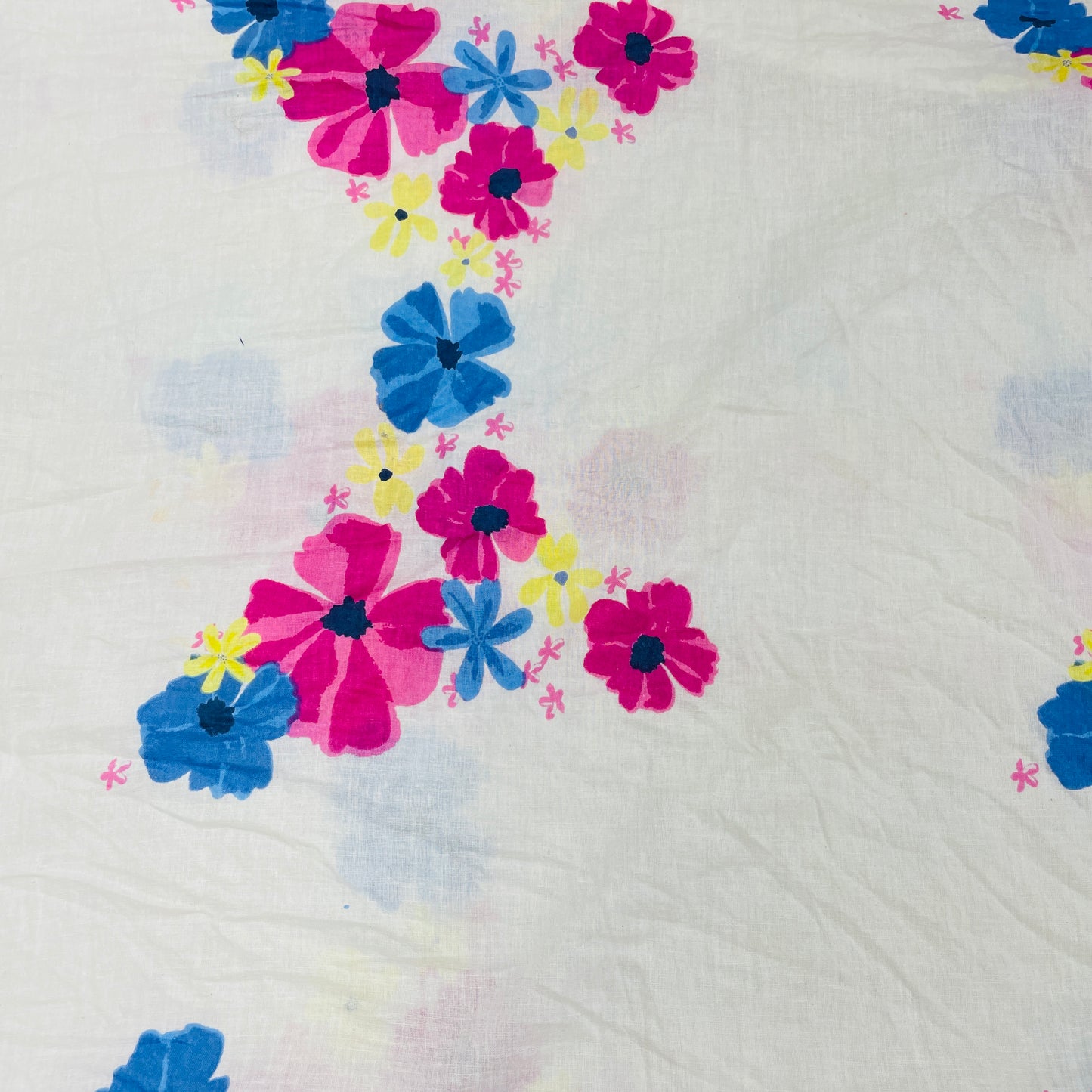 White Multicolor Floral Print Cotton Fabric - TradeUNO