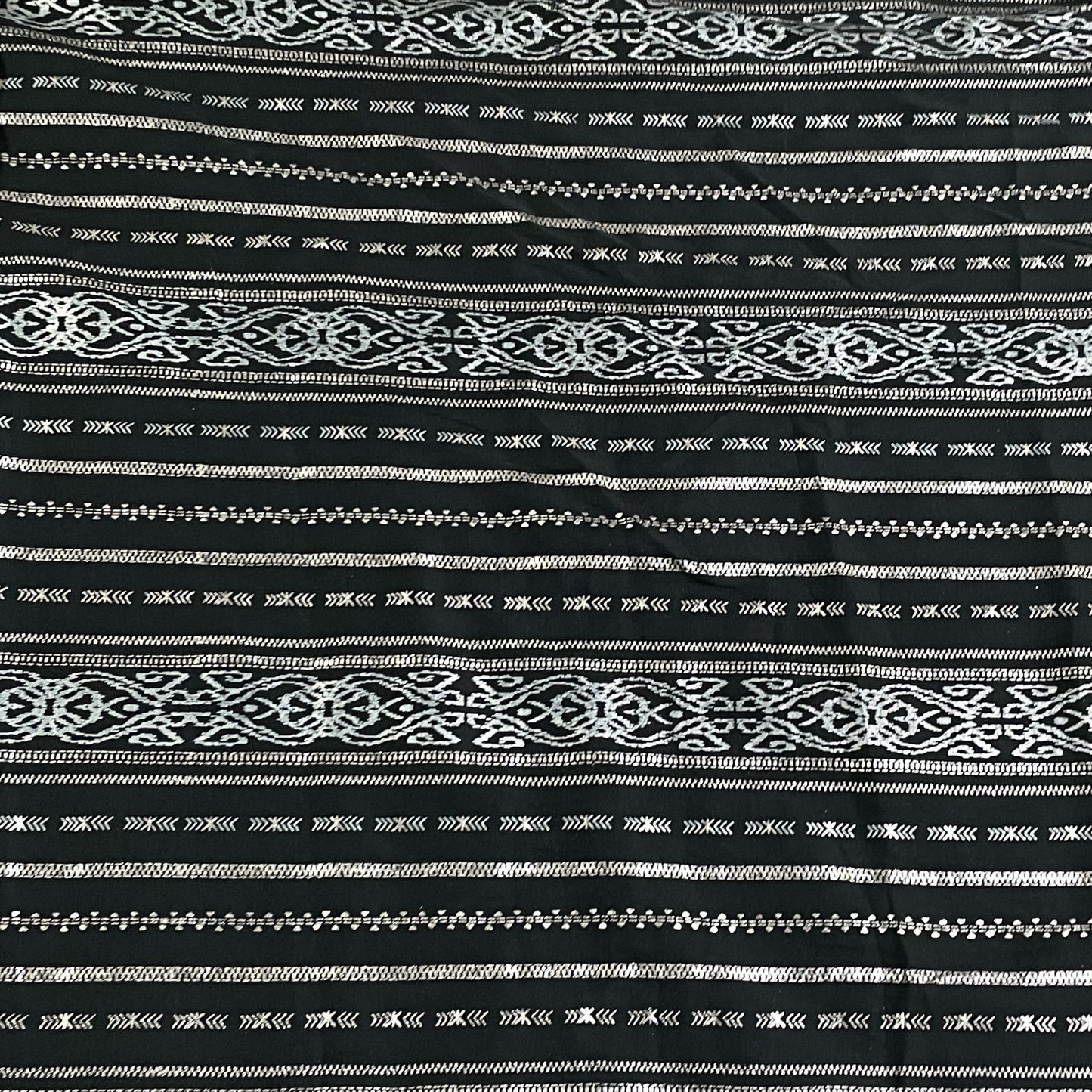 Classic Crocodile Green Gold Stripes Foil Print Silk Fabric
