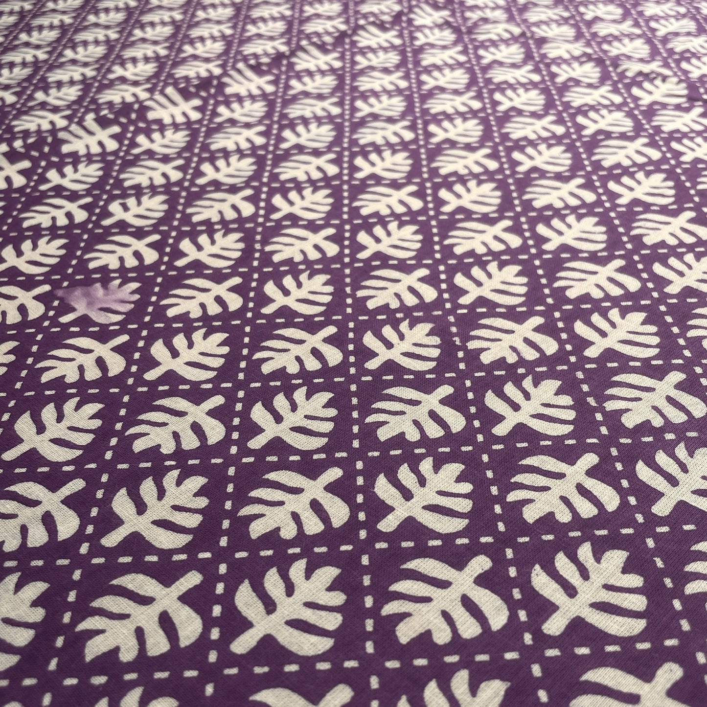 Purple Dabu Print Cotton Fabric