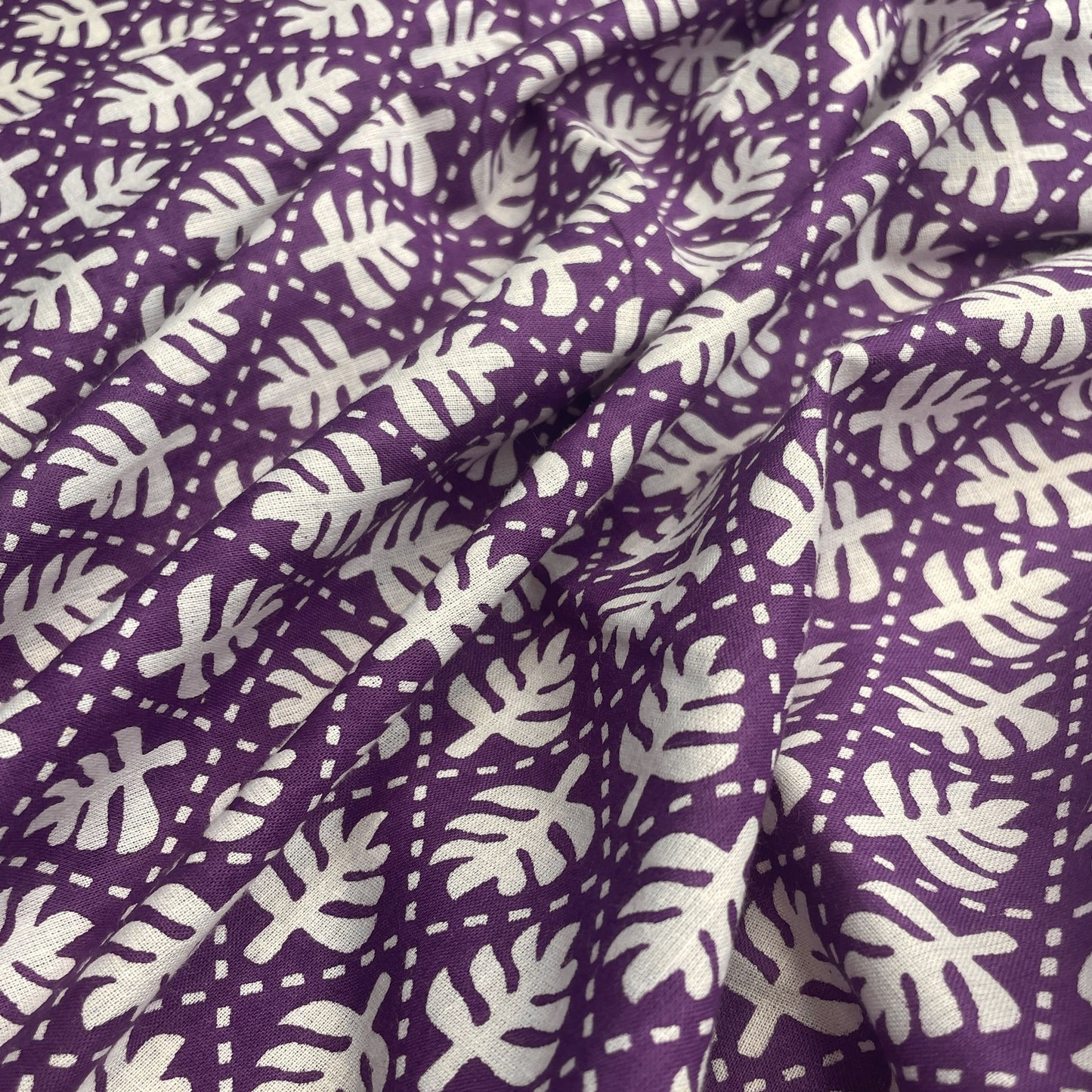 Purple Dabu Print Cotton Fabric