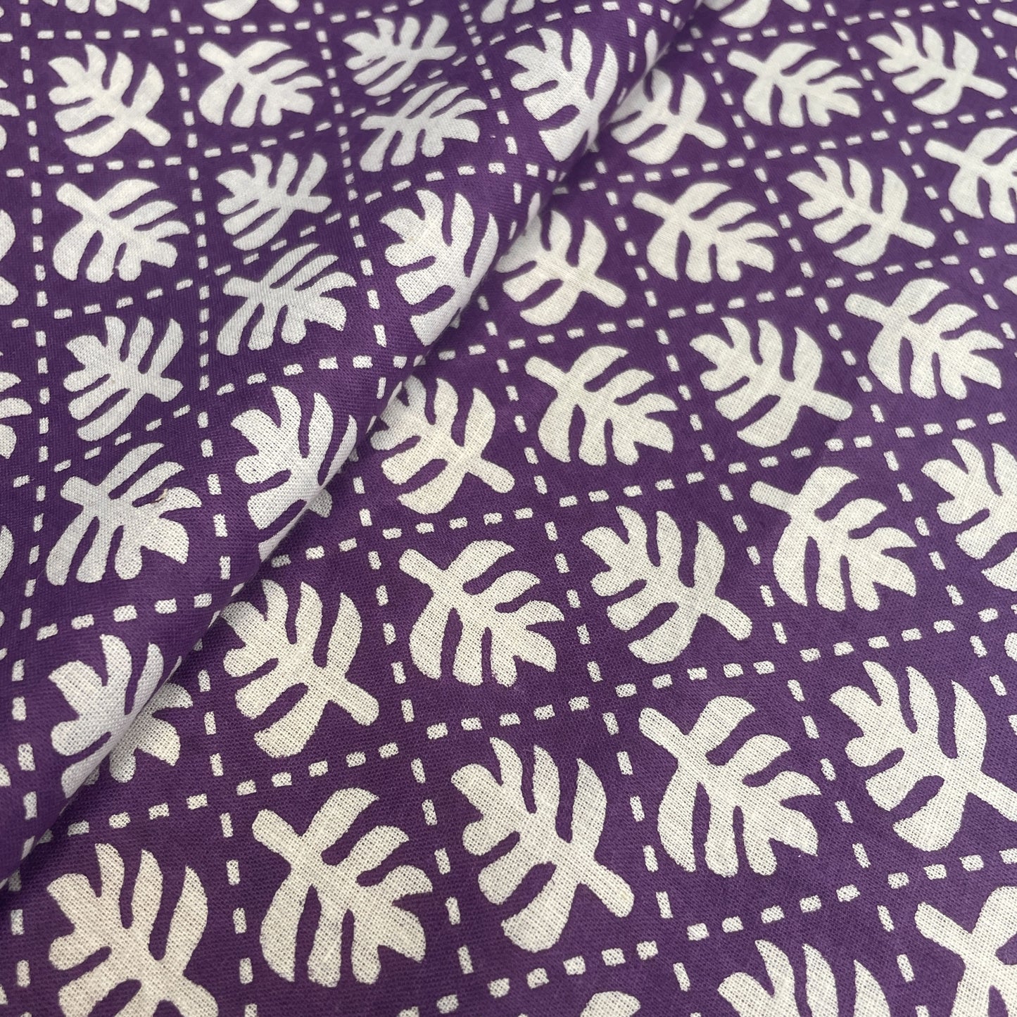 Purple Dabu Print Cotton Fabric