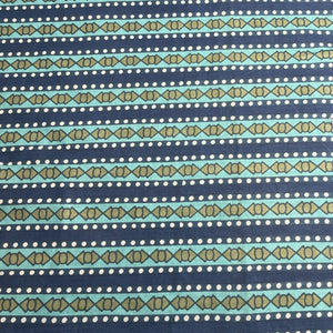 Blue Flower Stripes Print Cotton Fabric