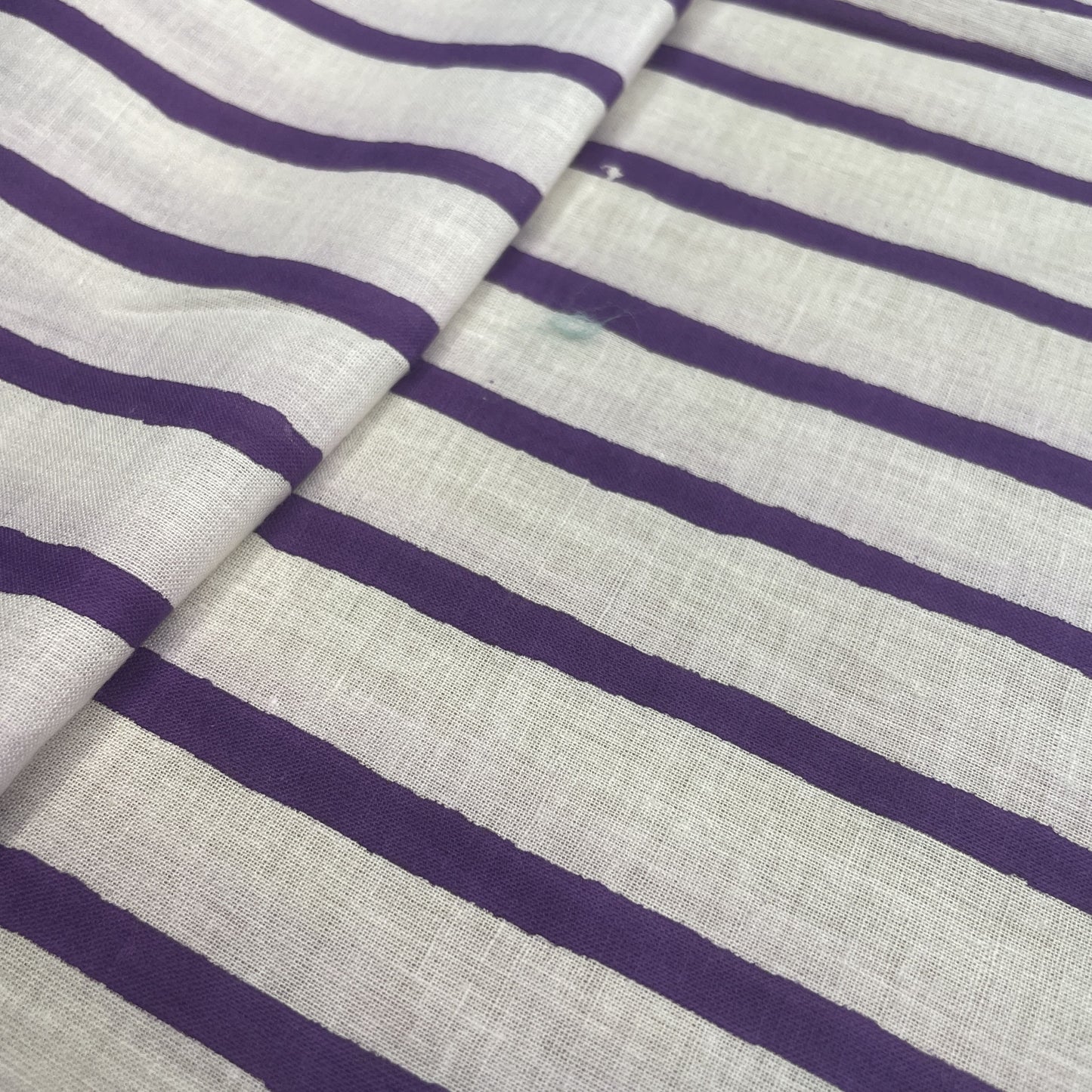 White Purple Stripes Print Cotton Fabric