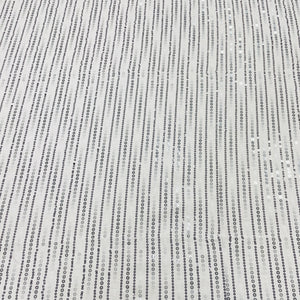 White Sequence Embroidery Knitted Lycra Fabric