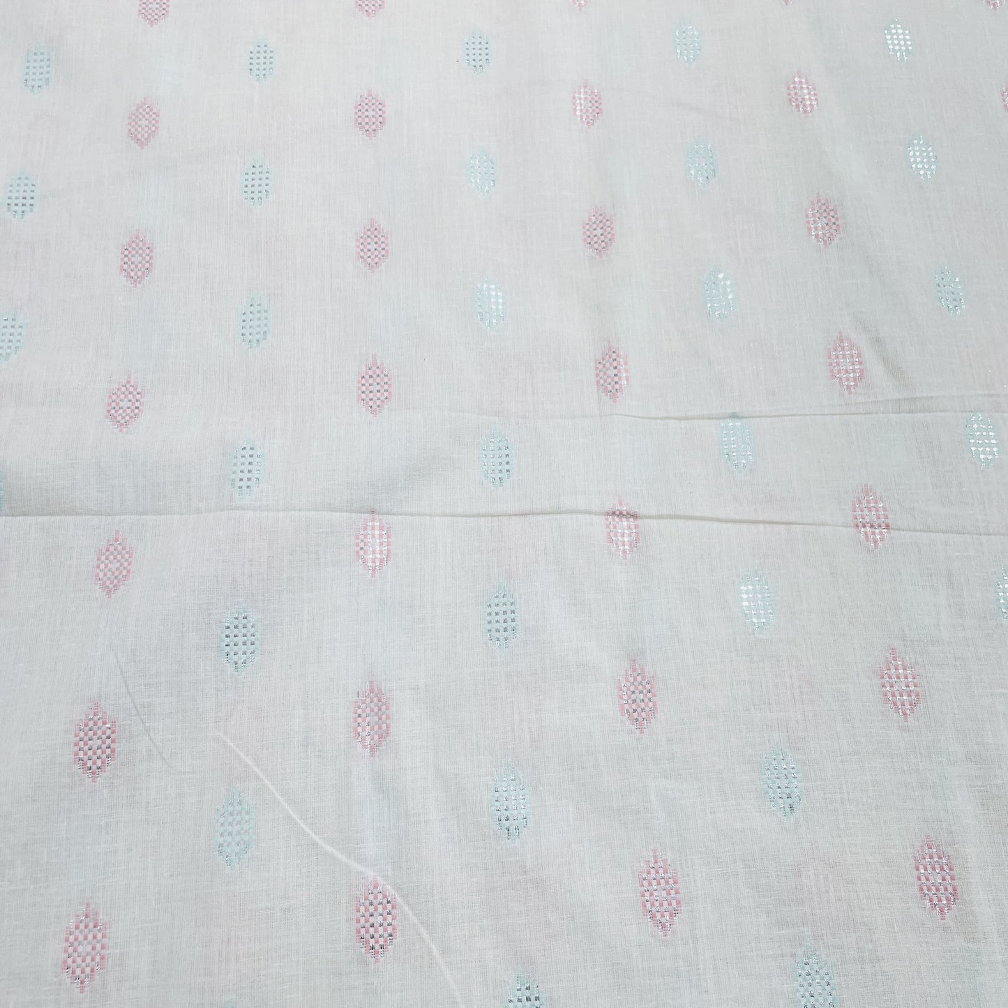 Off White & Multicolor With Lurex Cotton Fabric