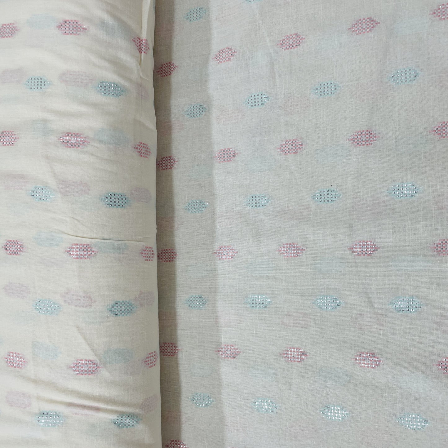 Off White & Multicolor With Lurex Cotton Fabric