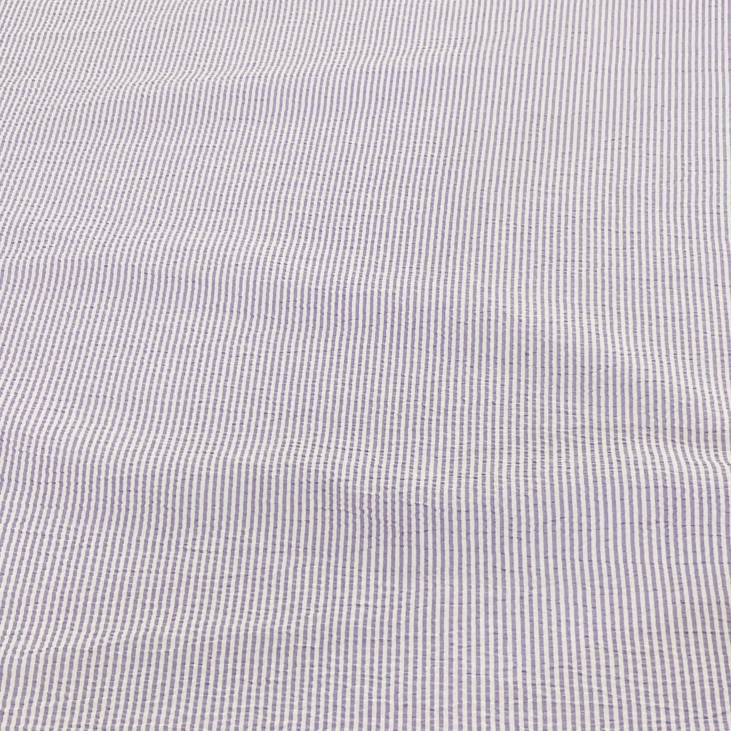 Classic White Lavender Stripe Seer Sucker Blended Cotton Fabric