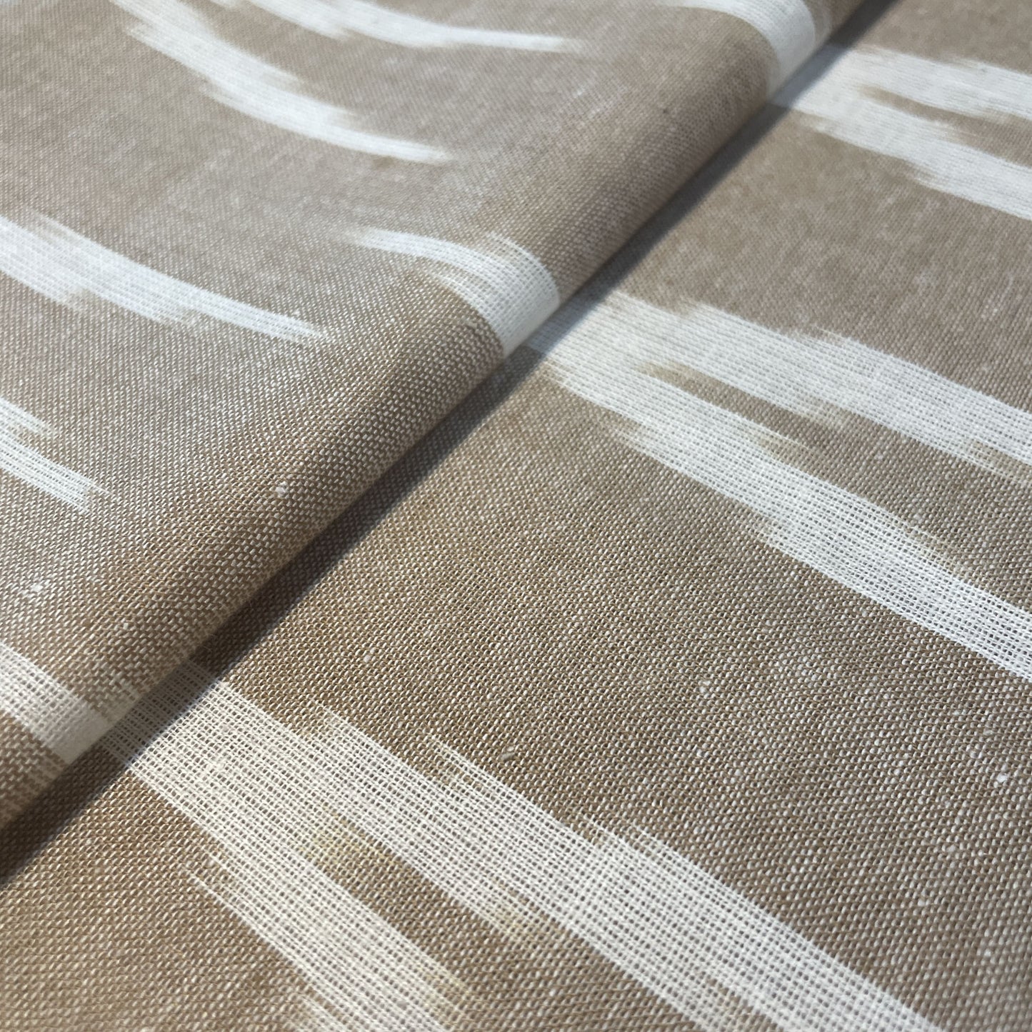 Premium Dark Cream White Ikkat Print Cotton Fabric