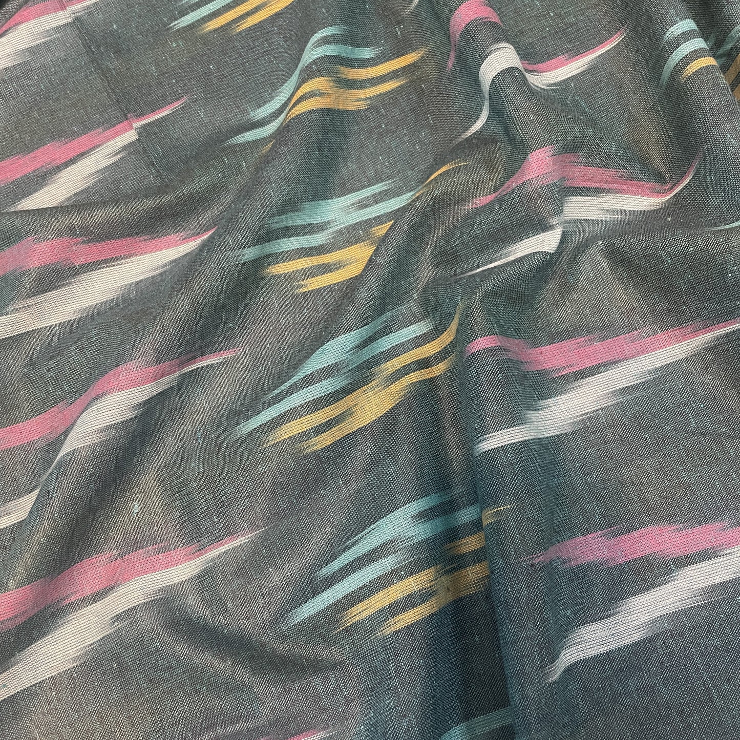 Premium Green Multicolor Ikkat Print Cotton Fabric