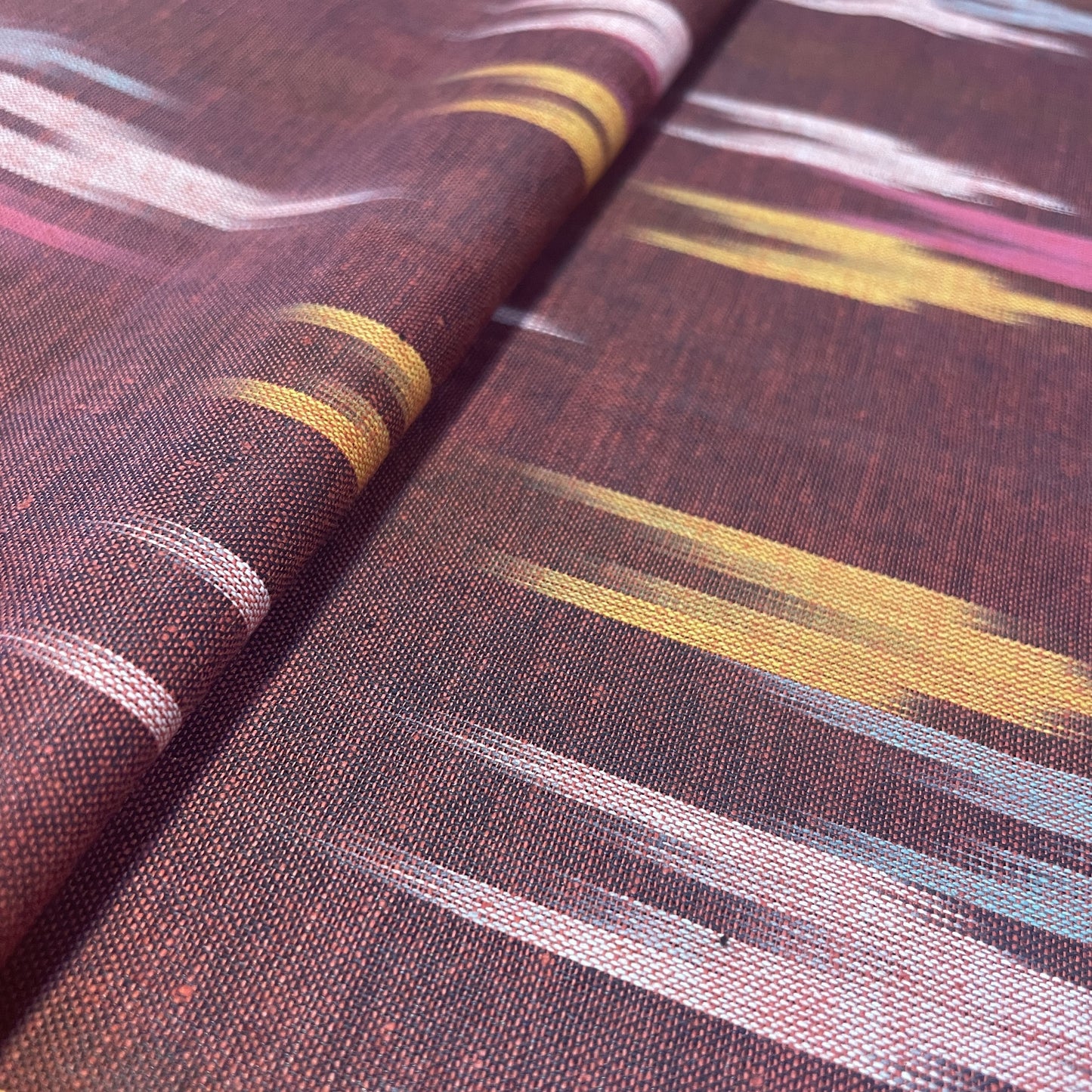 Premium Red Multicolor Ikkat Print Cotton Fabric