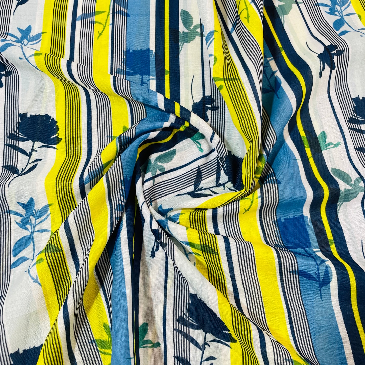 green stripe floral print cotton fabric 11