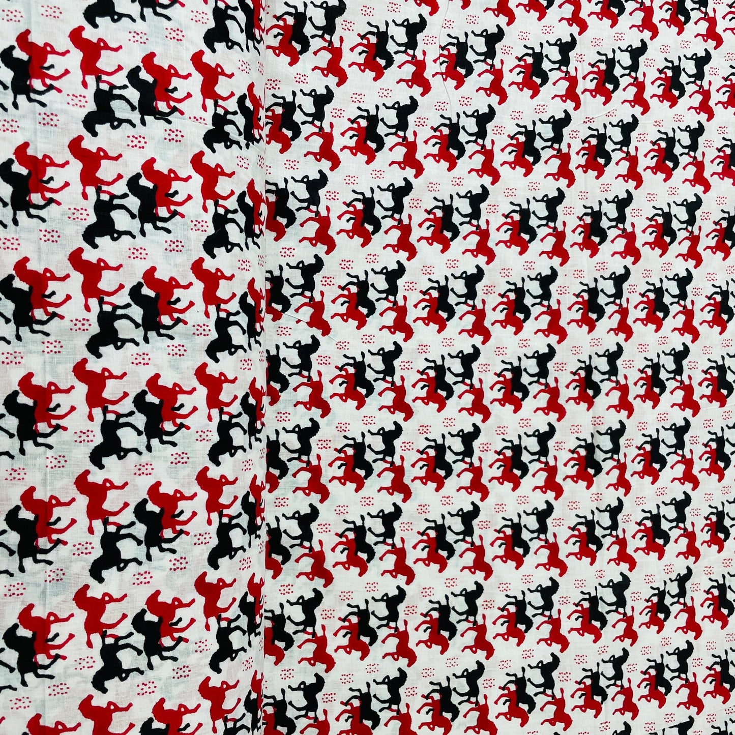 Red & Black Animal Print Cotton Fabric - TradeUNO