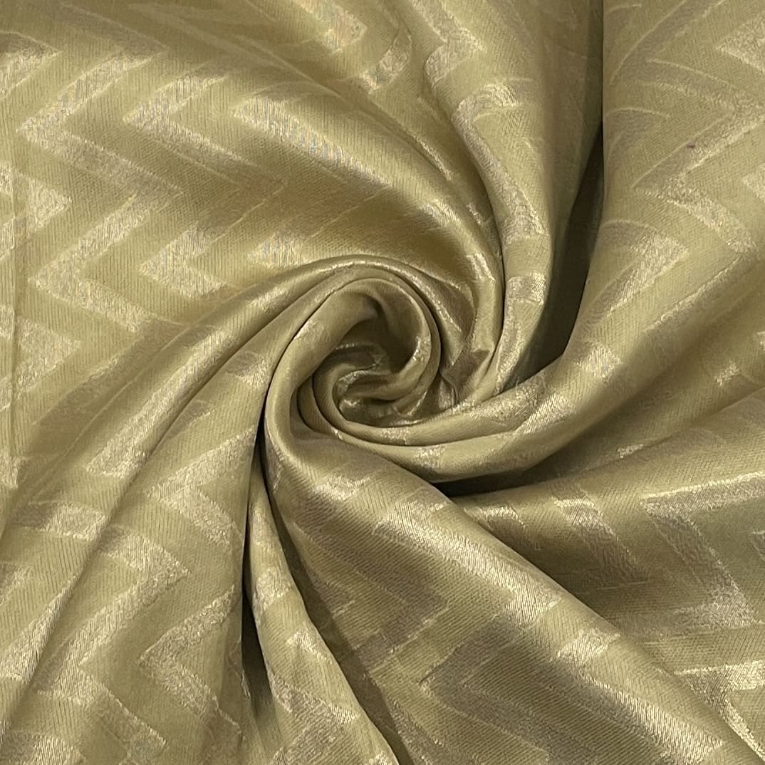 Classic Brown Golden Chevron Brocade Jacquard Fabric