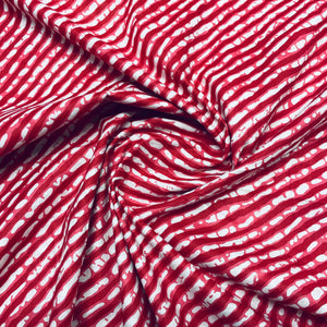 White & Red Lehriya Print Cotton Fabric - TradeUNO