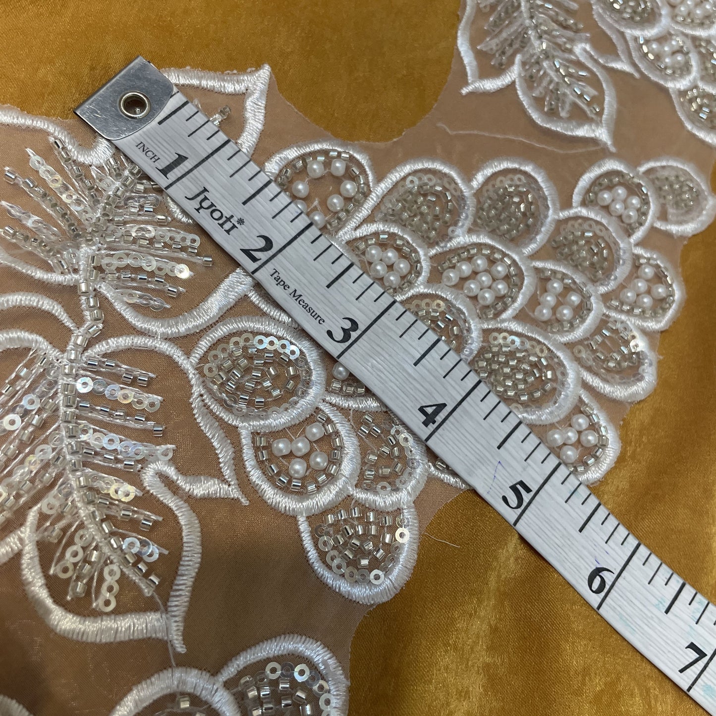 White Floral Cutdana Organza Lace