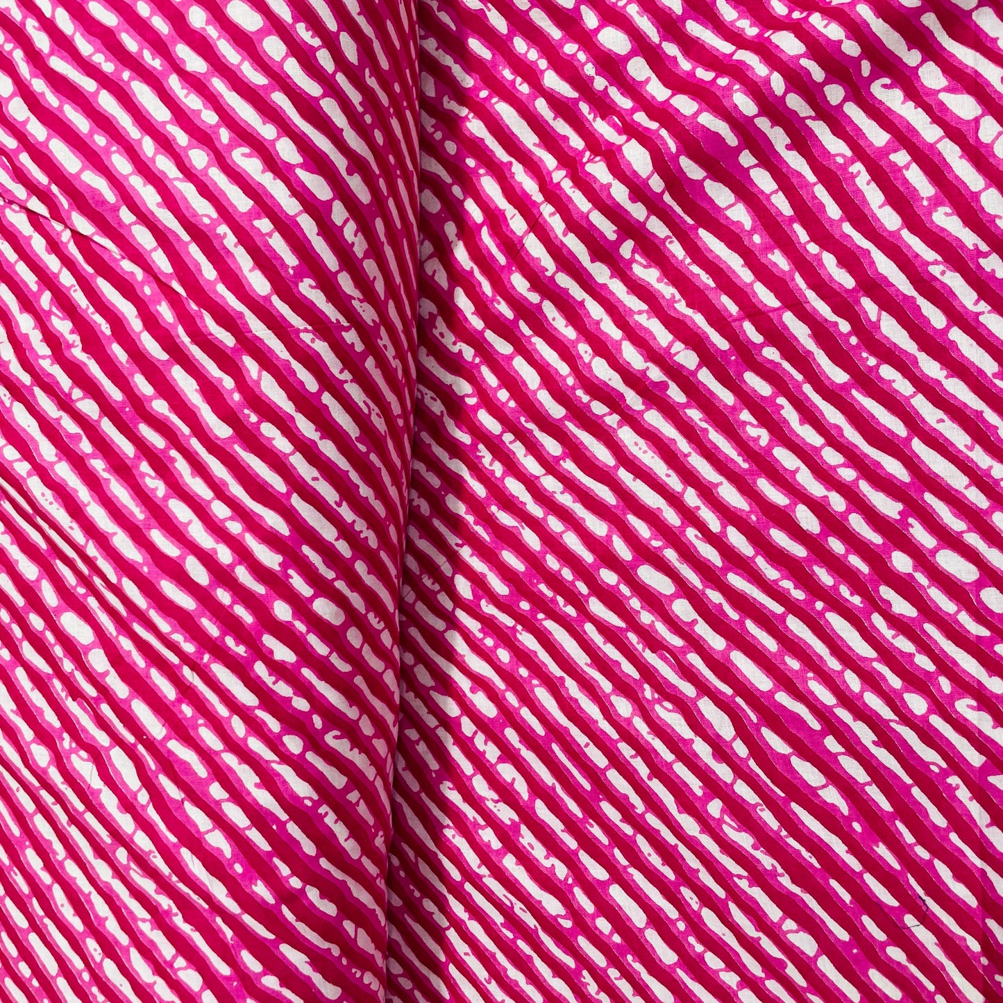 White & Pink Lehriya Print Cotton Fabric - TradeUNO