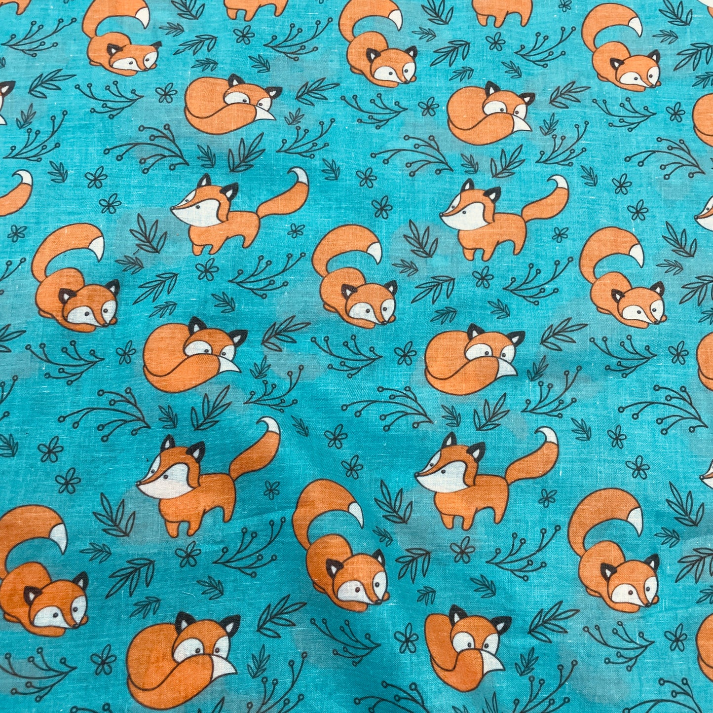 Green Kids Print Cotton Fabric