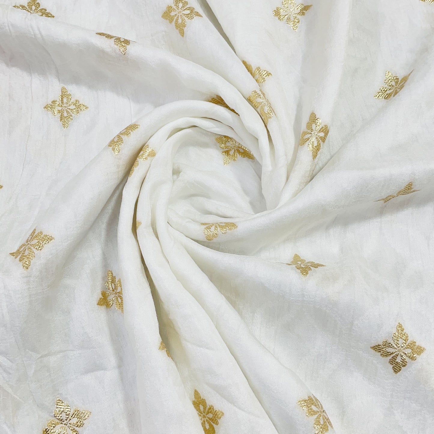 Exclusive White Floral Dyeable Silk Jacquard Fabric