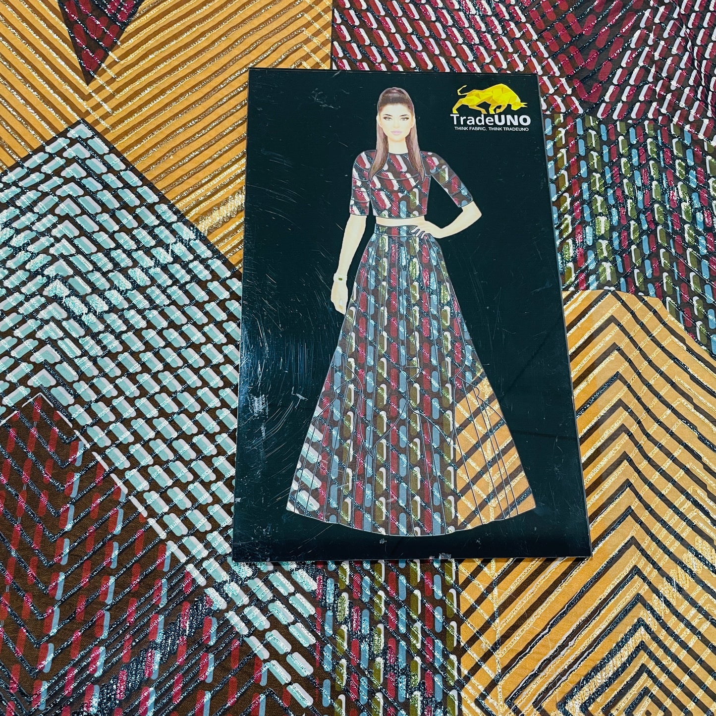 Black With Multicolor Gotta Embroidery Georgette Satin Fabric - TradeUNO