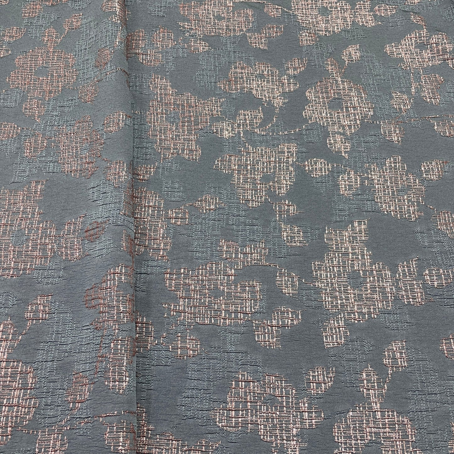 Exclusive Cadet Blue Floral Brocade Jacquard Fabric