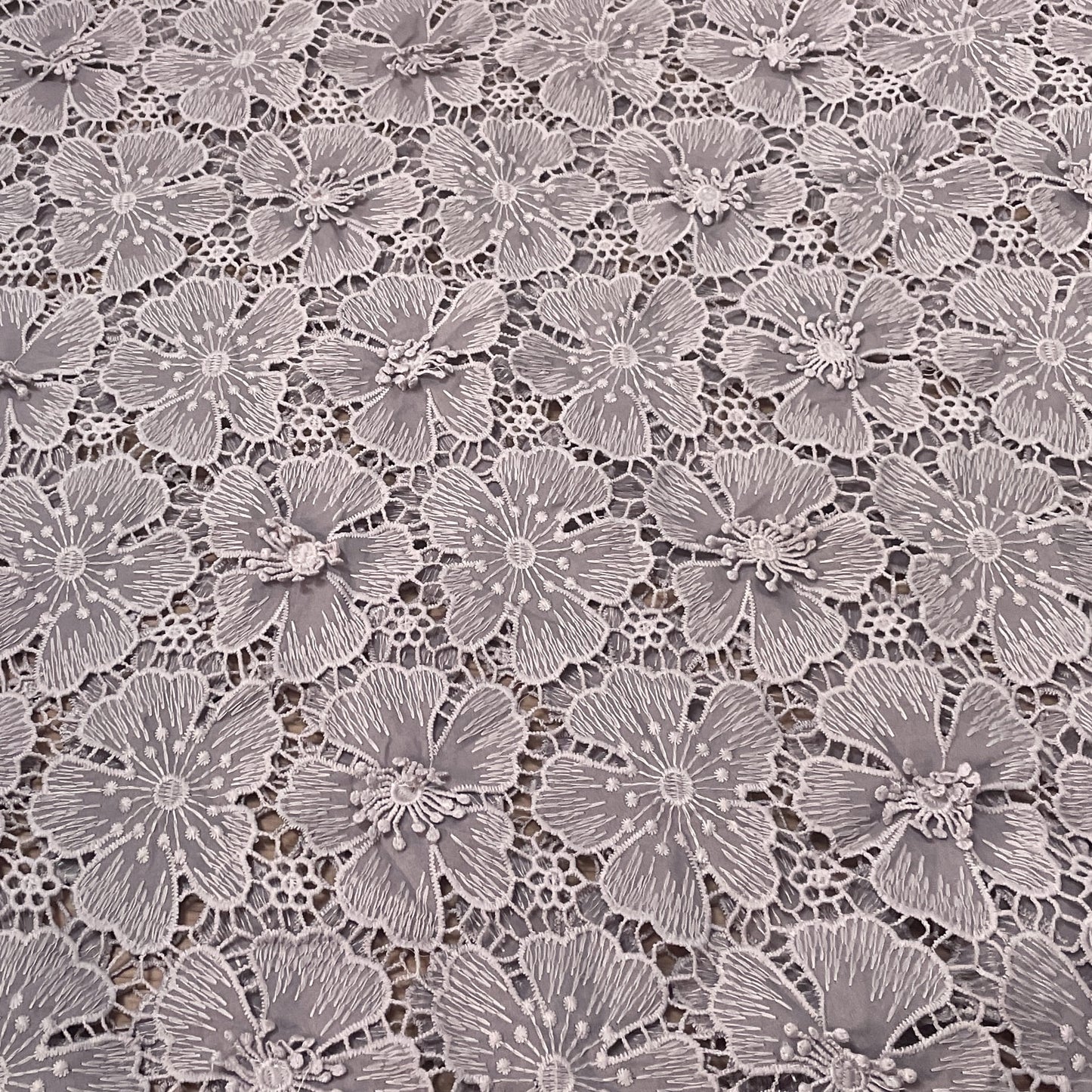 Premium Dull Purple 3D Floral Embroidery Schiffli Crepe Fabric