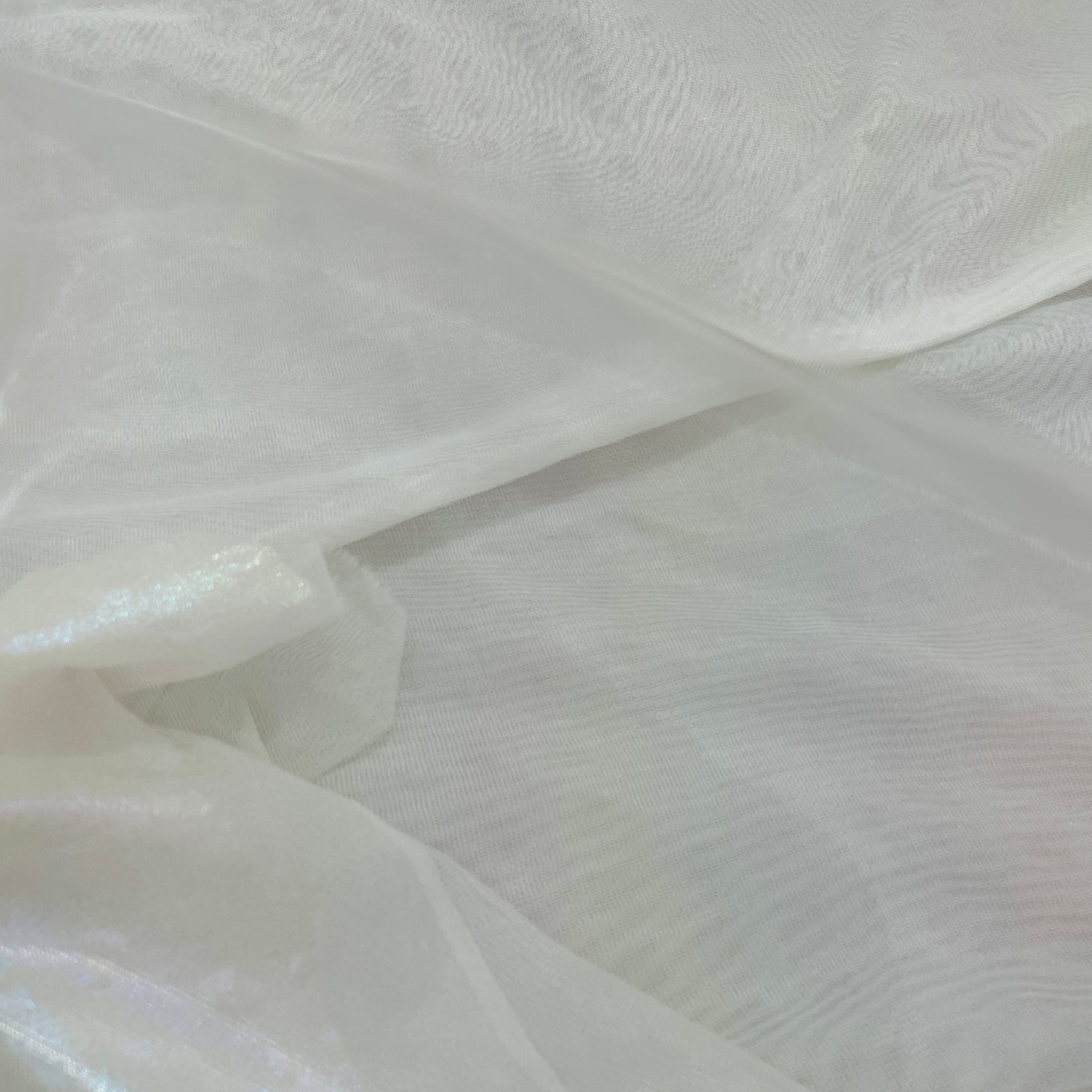 White Solid Mesh Net Fabric