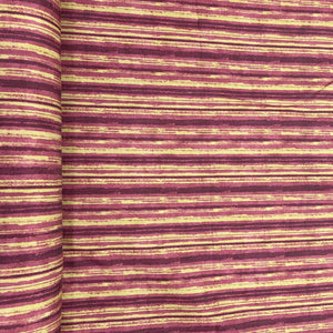 Purple & Yellow Stripe Print Cotton Satin Fabric - TradeUNO