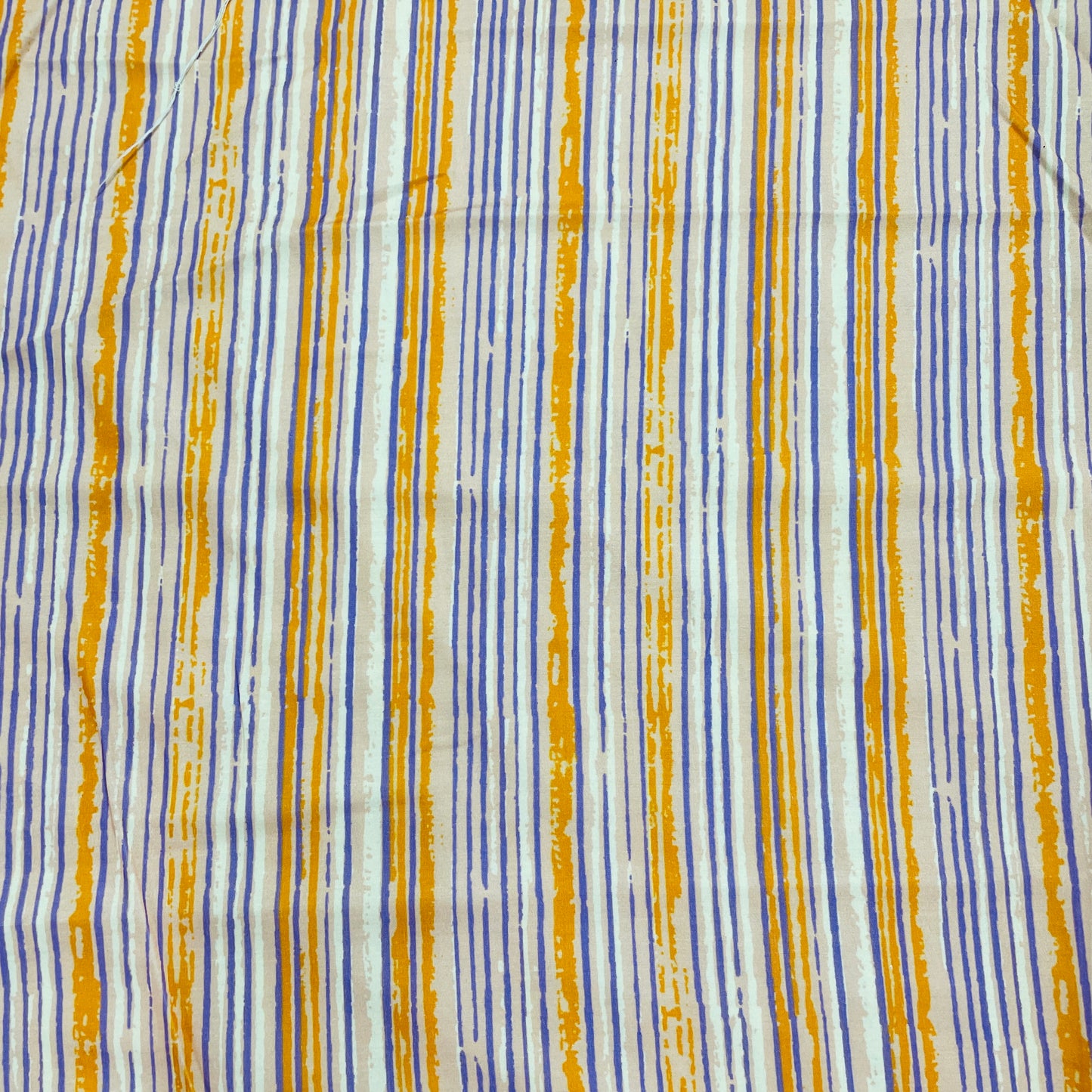 Peach Pink & Purple Stripe Print Cotton Satin Fabric - TradeUNO