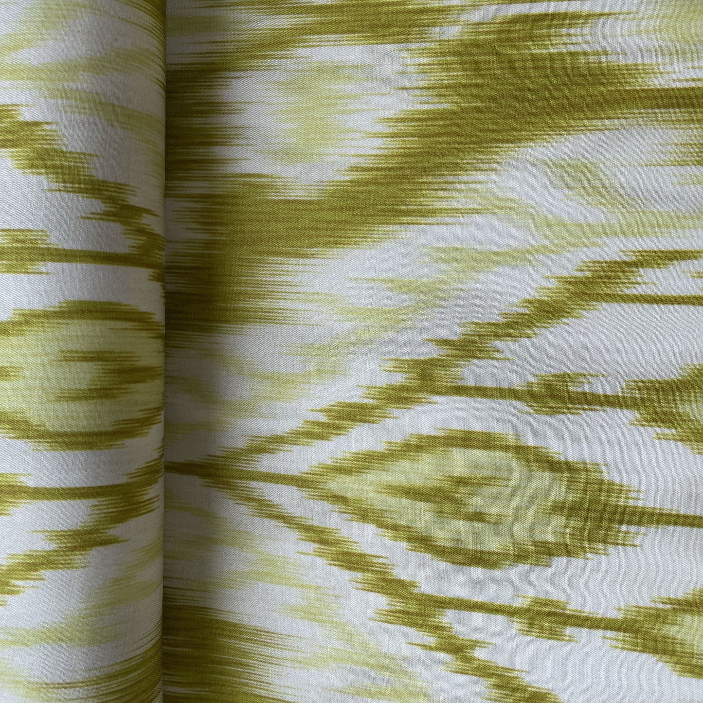 Olive Green Ikkat Print Bemberg Gajji Silk Fabric 15551