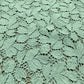 Premium Sage Green Abstract Schiffli Crochet Fabric