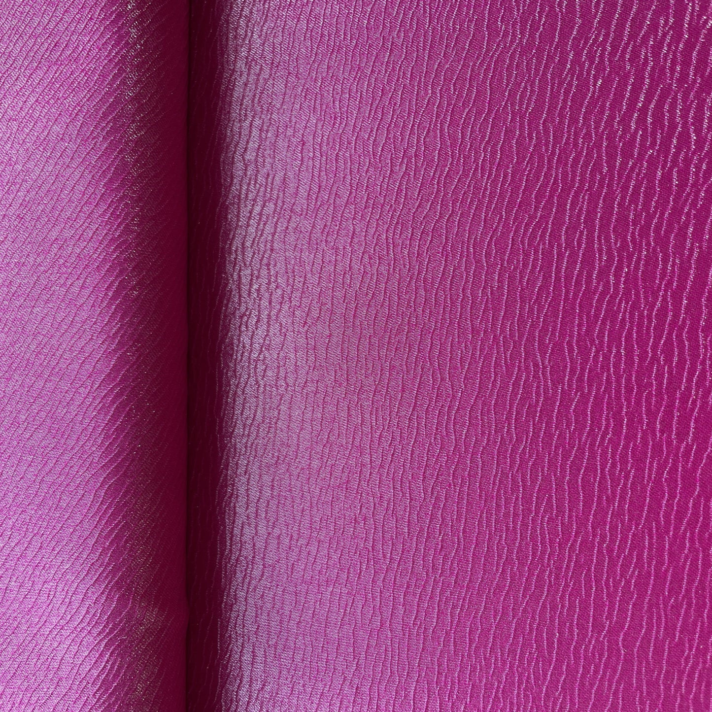 Magenta Pink Solid Silver Shimmer Geogrette Satin Fabric 11434