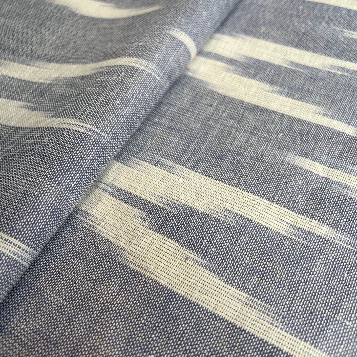 Premium Light Purple White Ikkat Print Cotton Fabric
