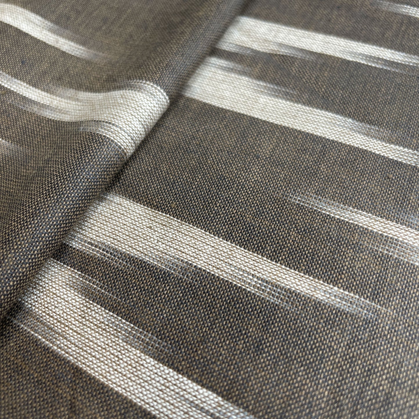 Premium Brown Cream Ikkat Print Cotton Fabric