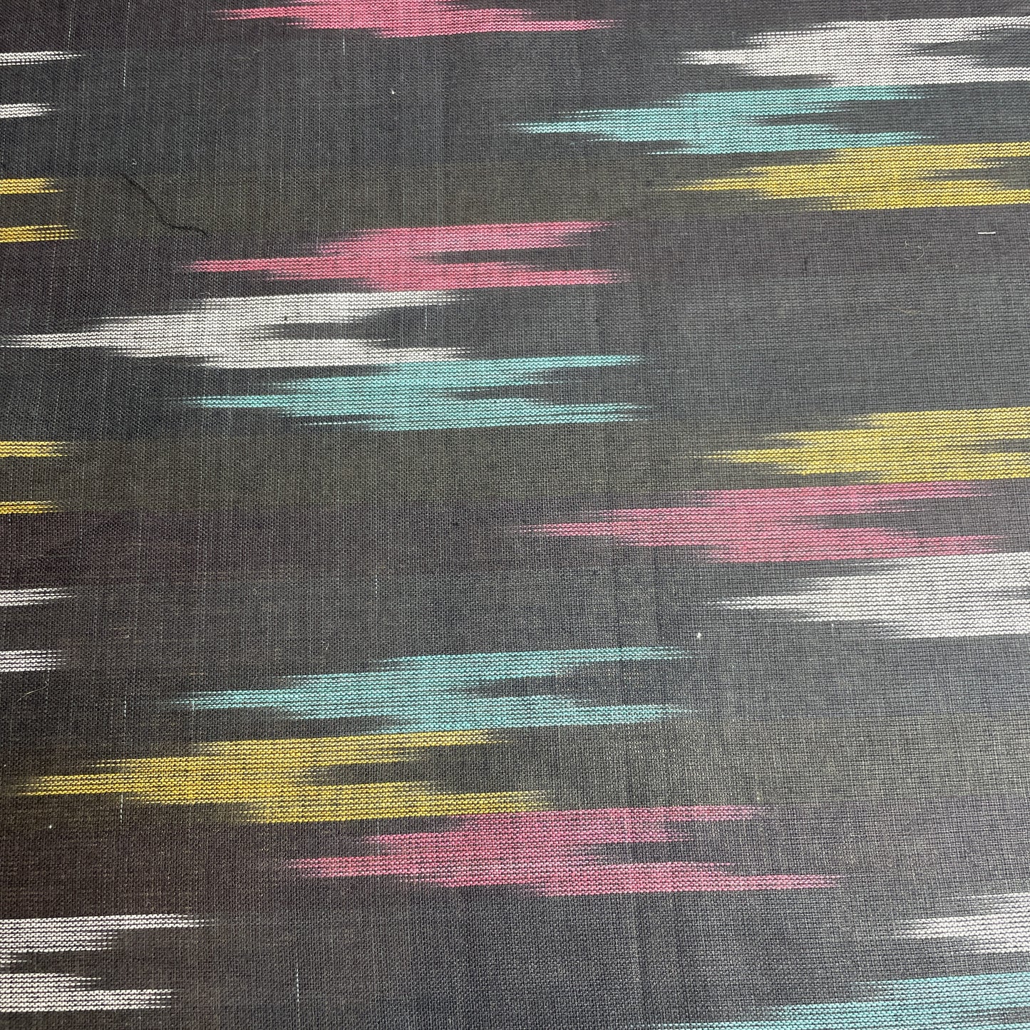 Premium Black Multicolor Ikkat Print Cotton Fabric