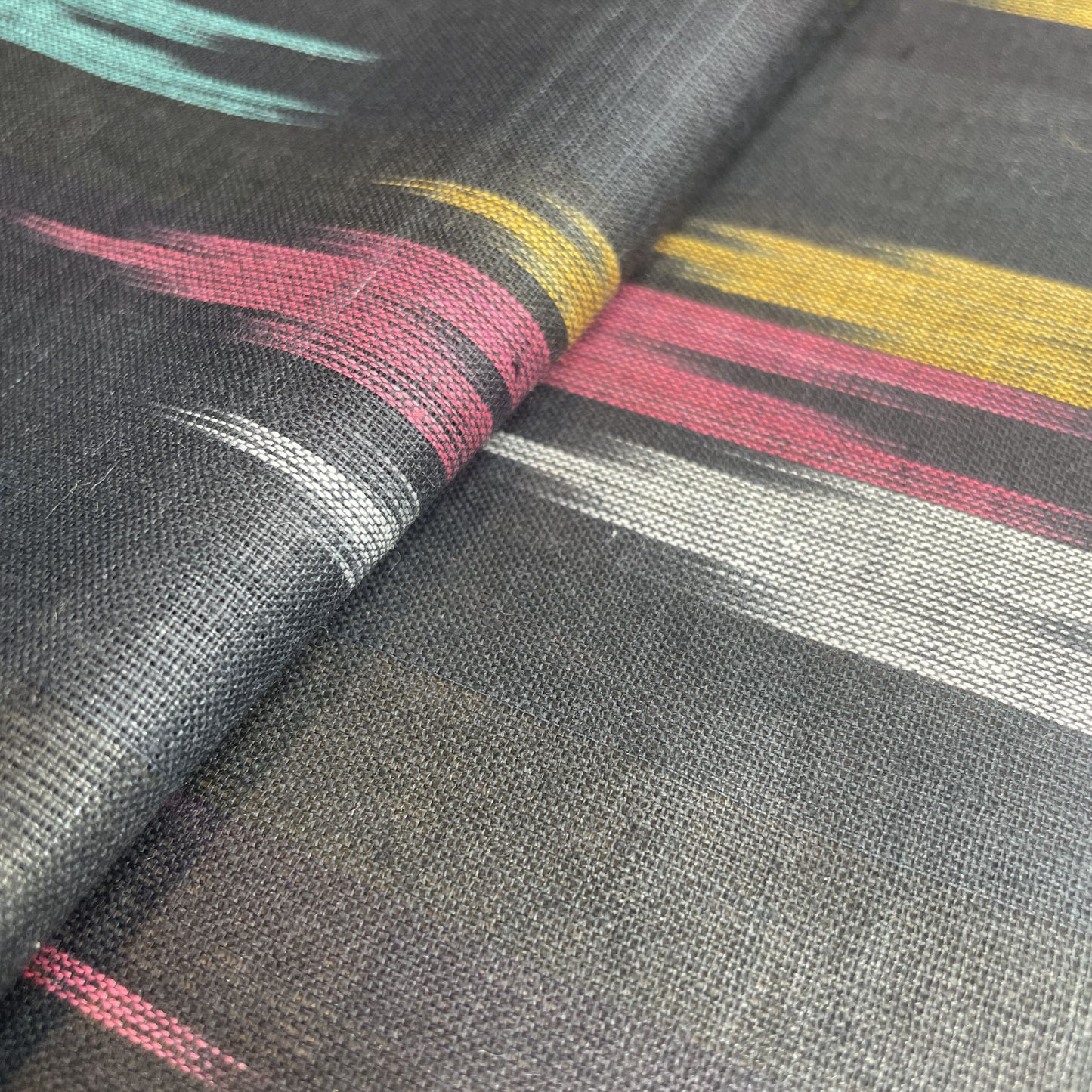 Premium Black Multicolor Ikkat Print Cotton Fabric