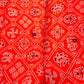 Red Traditional Print Georgette Satin Fabric - TradeUNO