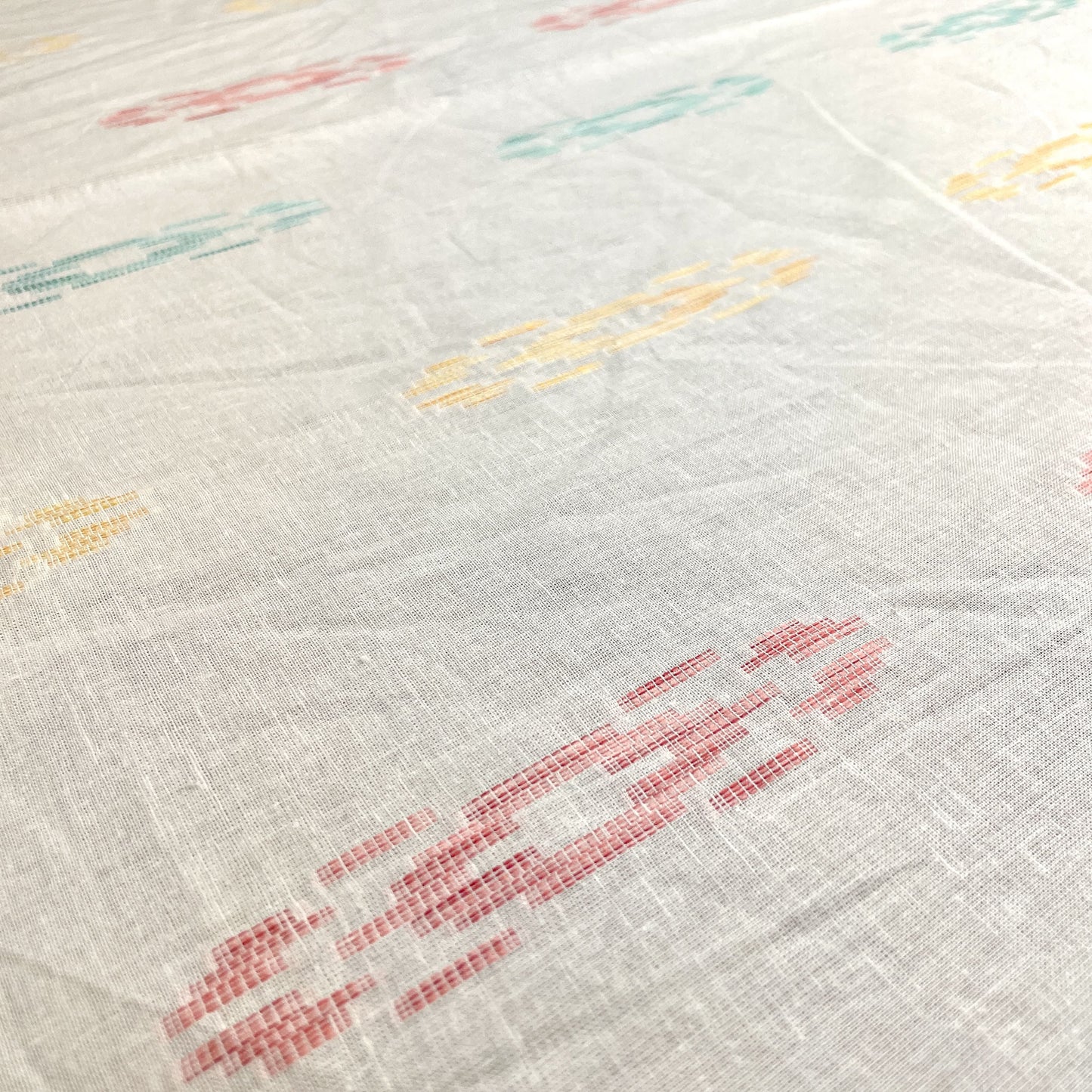 Premium OffWhite Ikkat Dobby Embroidery Dyeable Cotton Fabric