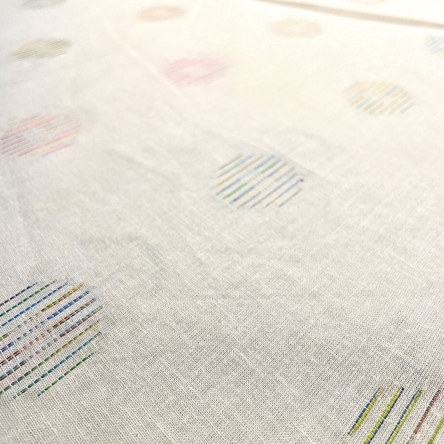 Premium White Multicolor Dobby Embroidery Dyeable Cotton Fabric