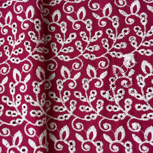 Pink White Abstract Floral Embroidery Cotton Schiffli 17249