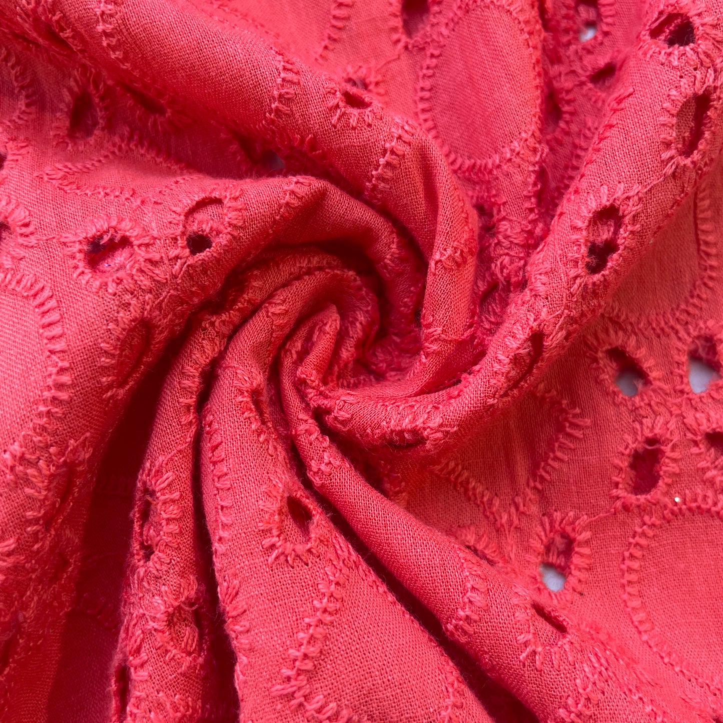 Orange Floral Embroidery Cotton Schiffli Fabric 13821