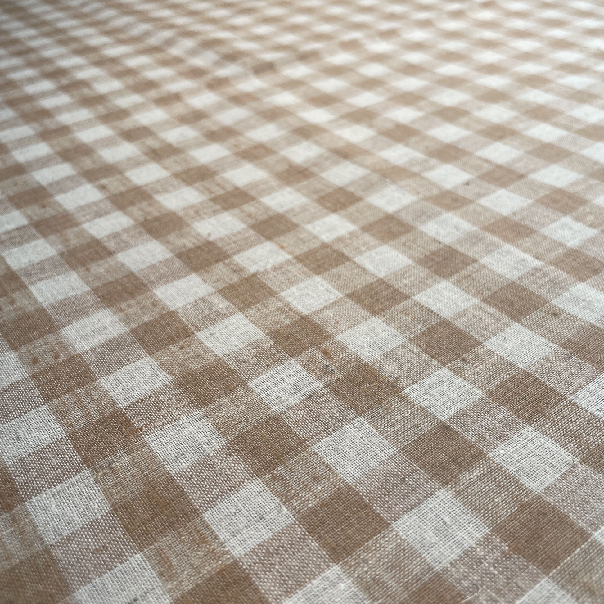 Premium Brown & Beige Checks Print Linen Fabric