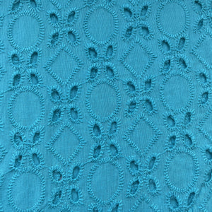 Mint Green Floral Emrbroidery Cotton Schiffli Fabric 13817