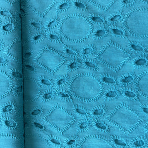 Mint Green Floral Emrbroidery Cotton Schiffli Fabric 13817