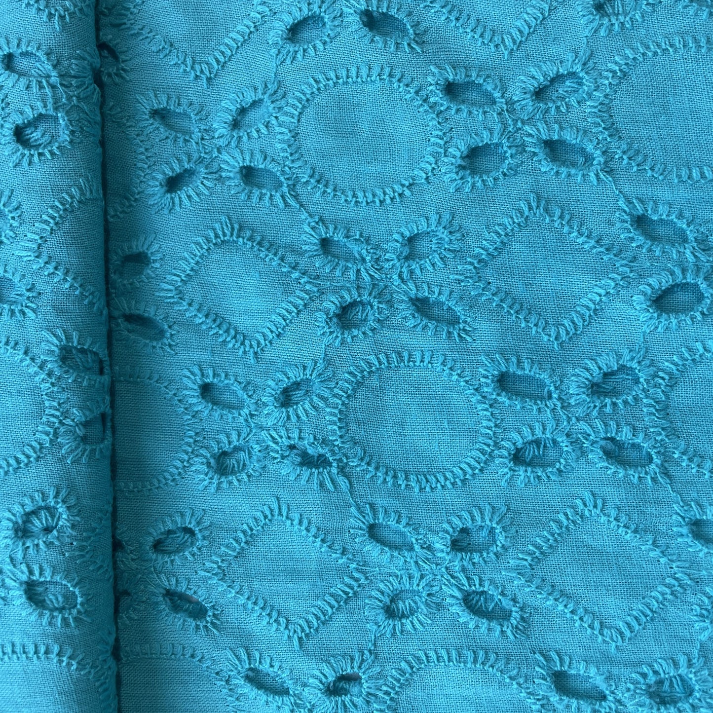 Mint Green Floral Emrbroidery Cotton Schiffli Fabric 13817