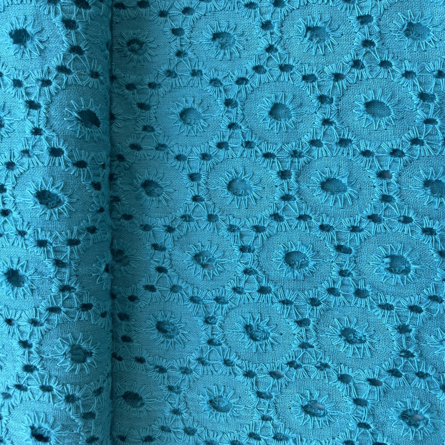 Turquoise Green Embroidery Cotton Schiffli Fabric 13241