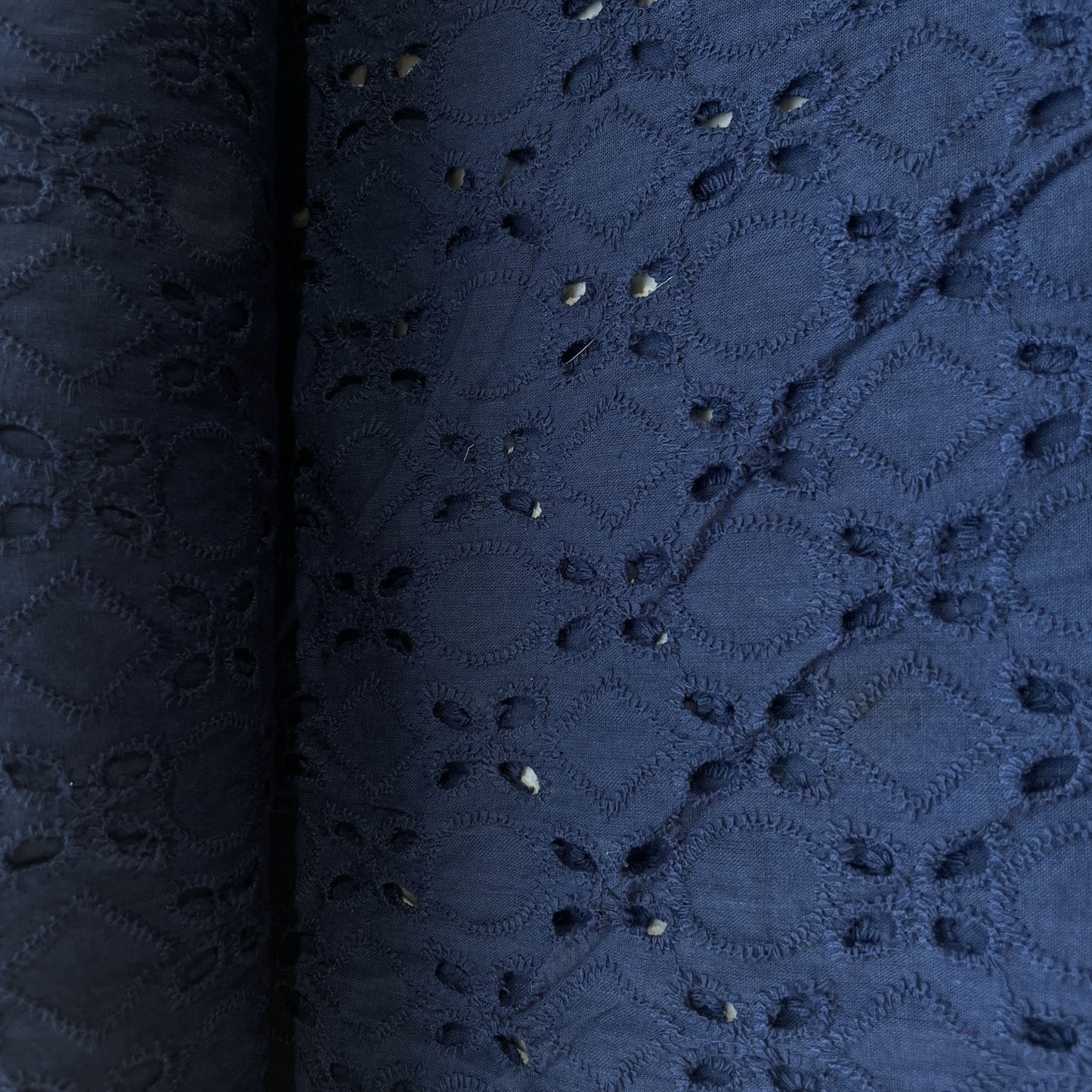 Dark Blue Floral Embroidery Cotton Schiffli Fabric 13814